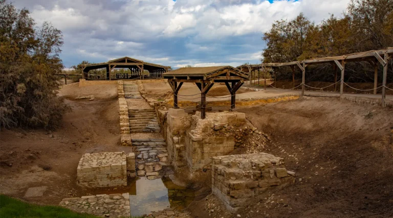 Christian pilgrims at the Baptism Site in Bethany