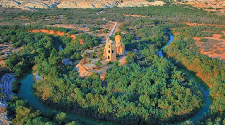 Aerial view of the Baptism Site in Jordan