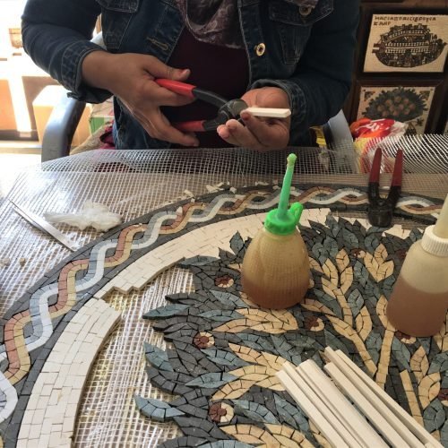 Traditional Jordanian mosaic art being created